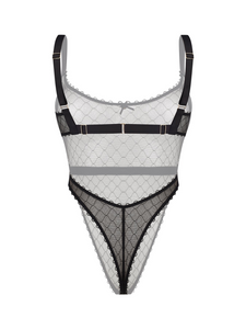 Sexy designer high waisted crotchess bodysuit