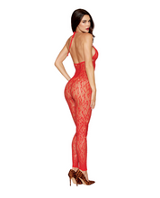 Leopard Pattern Bodystocking with red rhinestones