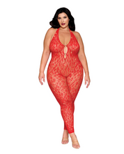 Leopard Pattern Bodystocking with red rhinestones