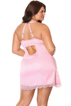 Sexy Chemise with Lace Side Slit in Pink