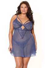 Sexy blue lace babydoll set