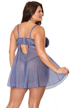 Sexy blue lace babydoll set