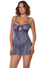 Sexy blue lace babydoll set