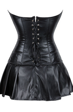 Faux leather corset set - wet look lingerie