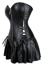 Faux leather corset set - wet look lingerie