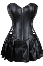 Faux leather corset set - wet look lingerie