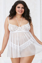 Plus size bridal pearl babydoll with crotchless pearl thong