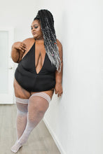White bridal fishnet thigh-high with a non-slip grip