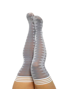 Argyle print thigh-high stockings