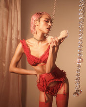 Luxurious designer red bra set