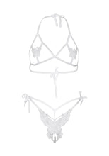 Bralette set with pearls and crotchless thong