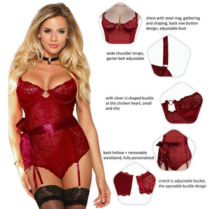Seductive burgundy plus size bodysuit