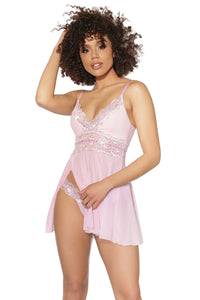 Sensual crystal light pink babydoll