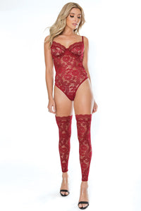 Alluring burgundy floral bodysuit