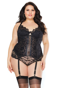 Elegant black lace plus size bustier