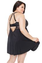 Sensual black lace babydoll set