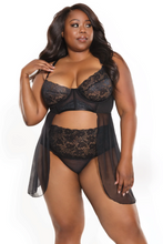 Black babydoll set with high waisted panty