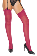 Raspberry Thigh high sheer nylon stockings