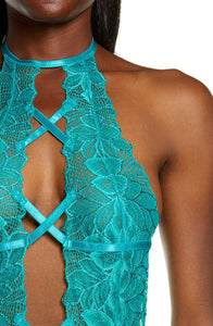 Stunning lapis blue lace romper