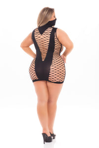 Sexy fishnet mini dress with mask