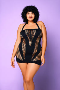 Seamless halter chemise with vertical cutout details