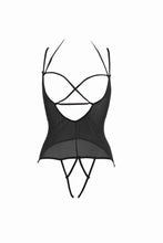 Erotic cupless and crotchless bodysuit