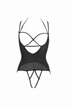 Erotic cupless and crotchless bodysuit