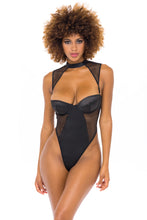 Fabulous satin bodysuit with collared harness