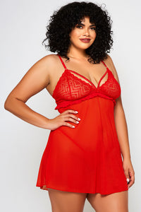 Red passion lace babydoll set