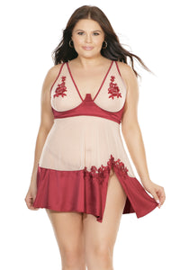 Plus size red floral nightdress