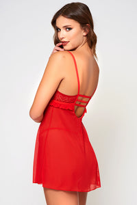 Red passion lace babydoll set