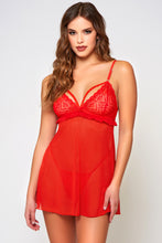 Red passion lace babydoll set