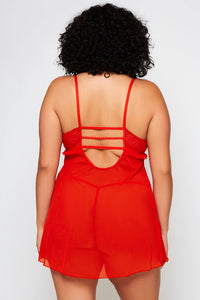 Red passion lace babydoll set