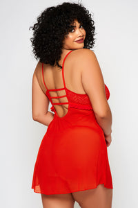Red passion lace babydoll set
