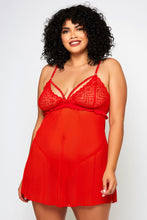 Red passion lace babydoll set