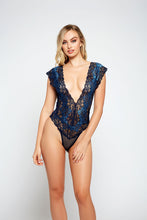 Gorgeous deep blue lace bodysuit