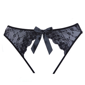 Provocative black panty with open butt