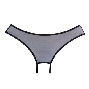 Provocative black panty with open butt
