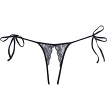 Provocative tie side lace panty with open butt