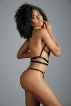 Sexy BDSM open bust strappy bodysuit