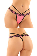 Cheeky Lace Panty and Strappy Microfiber Thong with "Sexy Bitch" - PACK