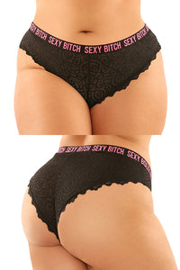 Cheeky Lace Panty and Strappy Microfiber plus size Thong - PACK