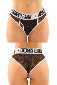 Lace Boyfriend Brief and Lace Thong with "Fuck Off" - PACK