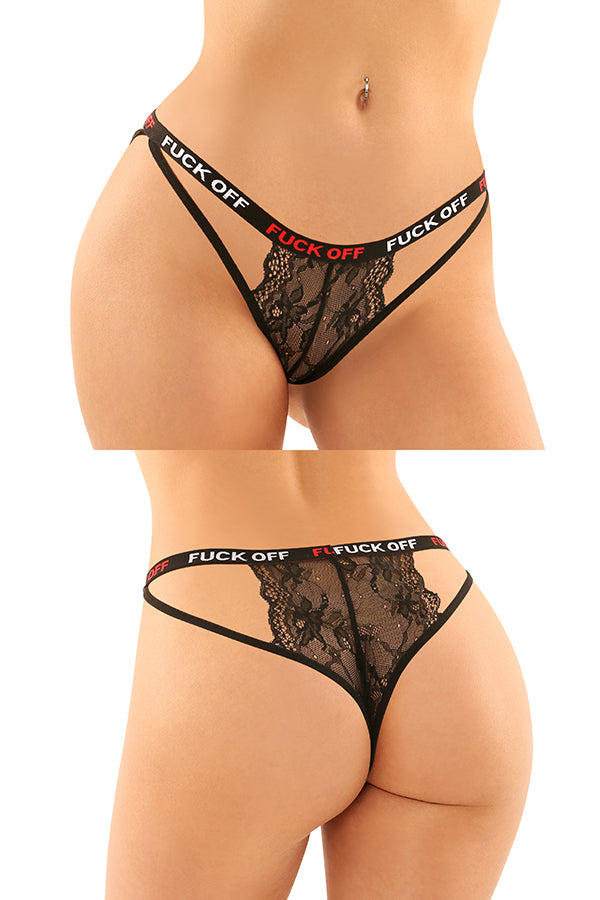 Cutout Lace Panty & Caged Micro Thong - PACK