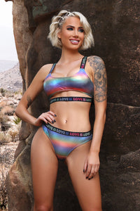 Holographic rave crop top set