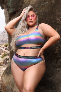 Holographic rave crop top set