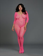 Hot pink fishnet bodystockings