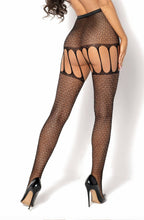 Black crotchless pantyhose with rhinestones