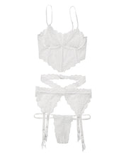 White soft cup bra and garter belt set