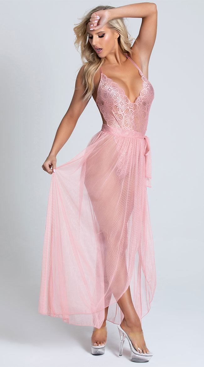 Gorgeous sheer mesh bodysuit with skirt